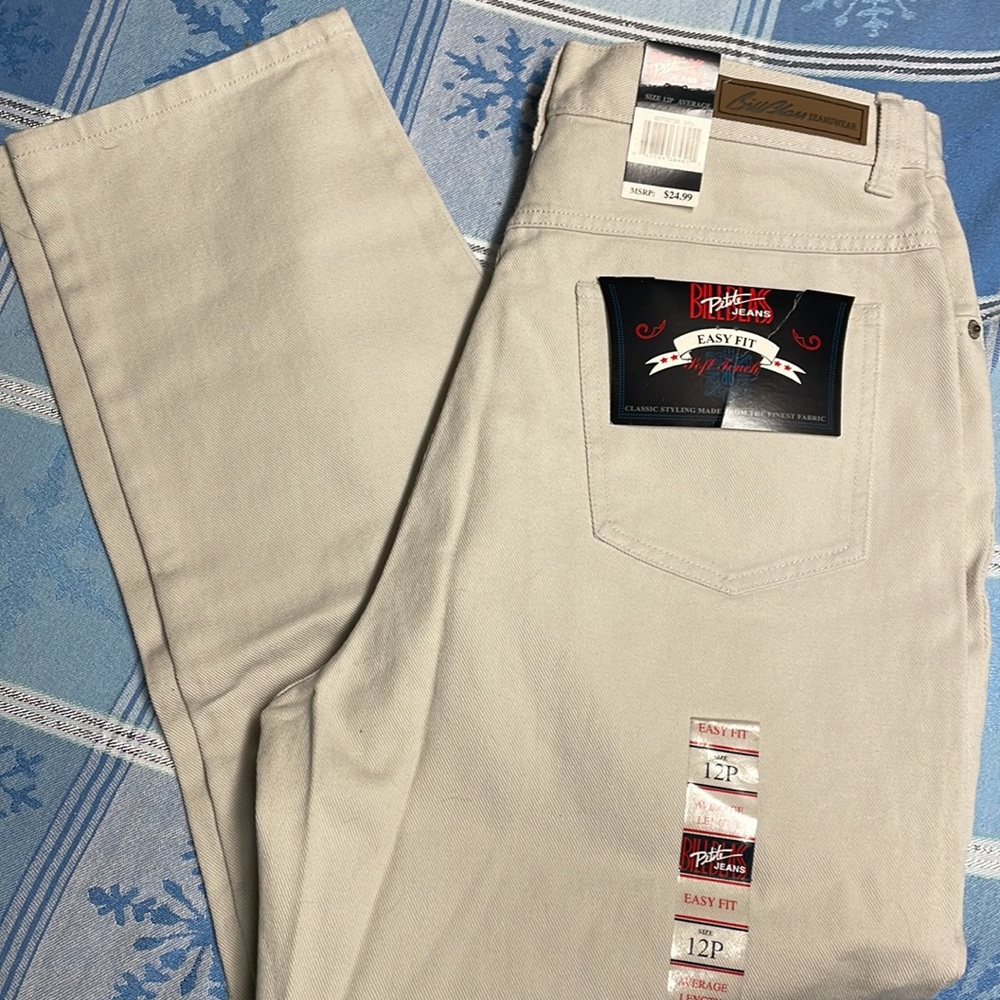 BILL BLASS Vintage Jeans NEW High Waisted Rise Tan Easy Fit women size 12P
